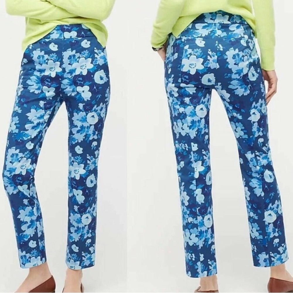 J. CREW 6 TALL Remi Blue Floral Re-Imagined Watercolor Pants Womens size 6T